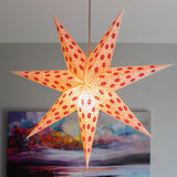 Paper Starlights | Ceiling light shade Hanging Star Lantern White and Red Paper Star Lantern 