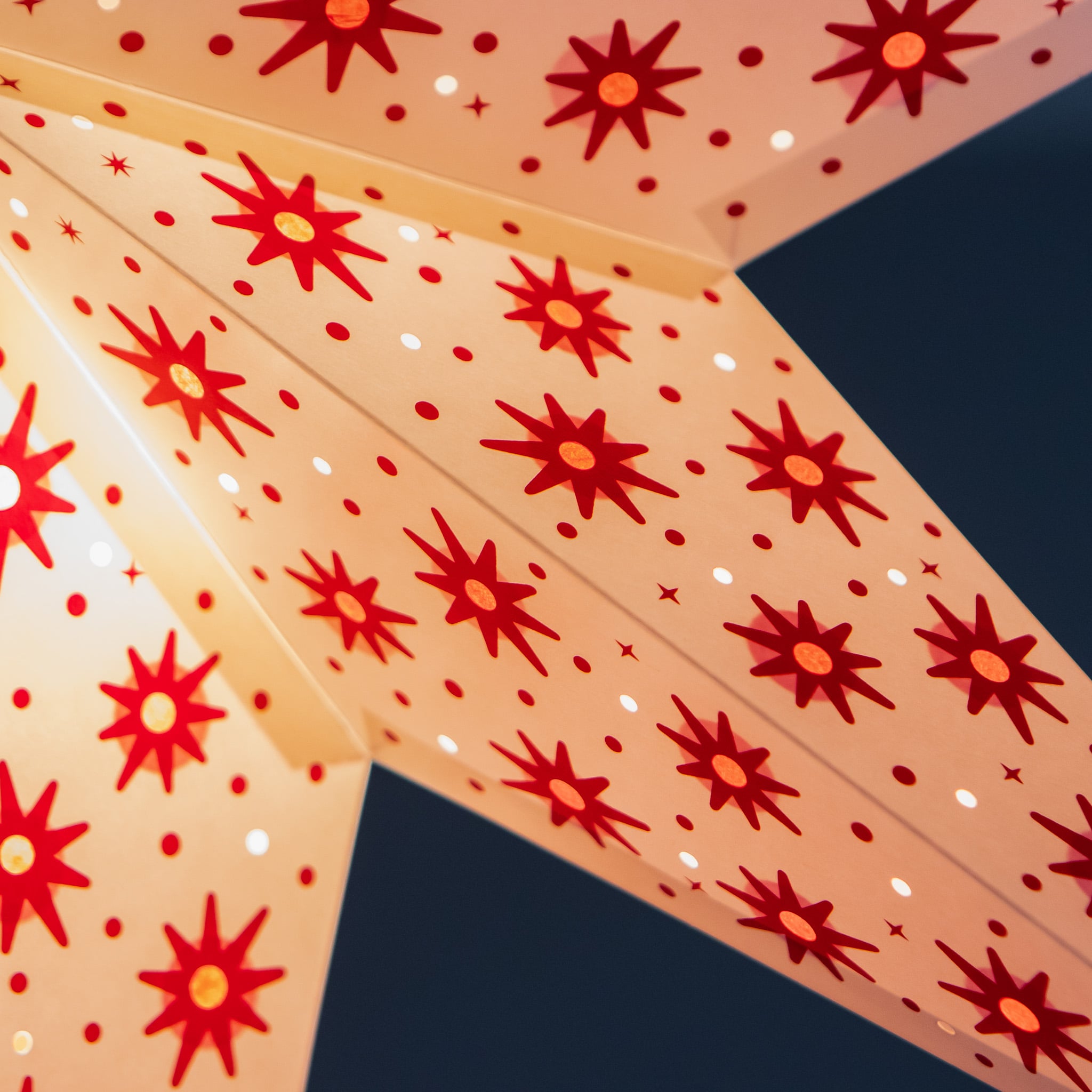 Paper Starlights | Ceiling light shade Hanging Star Lantern White and Red Paper Star Lantern 