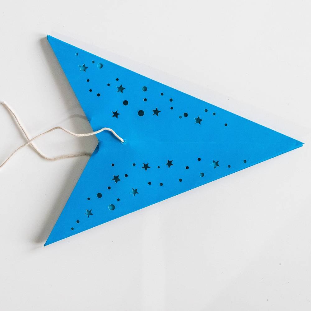 Small Blue Star Lantern handmade paper lantern in star shape by Paper Starlights