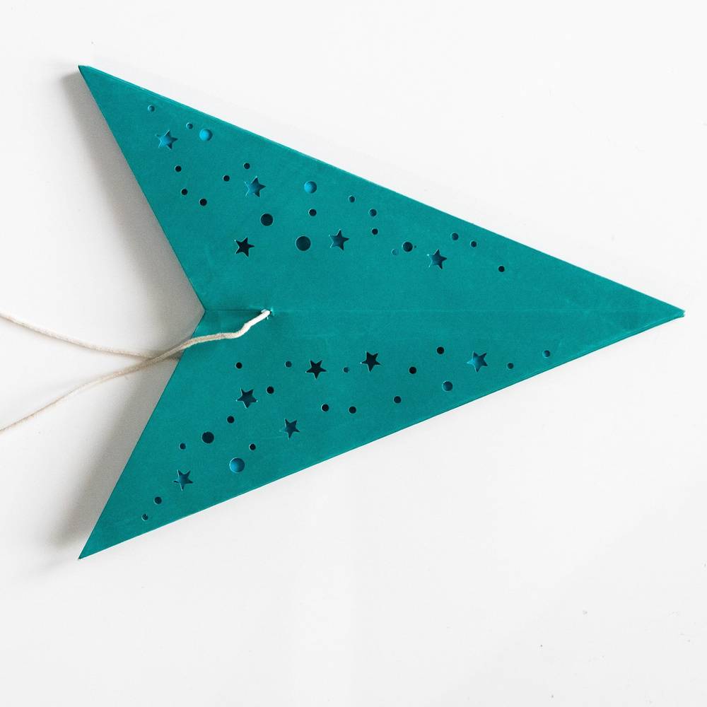 Small Teal Star Lantern handmade paper lantern in star shape by Paper Starlights