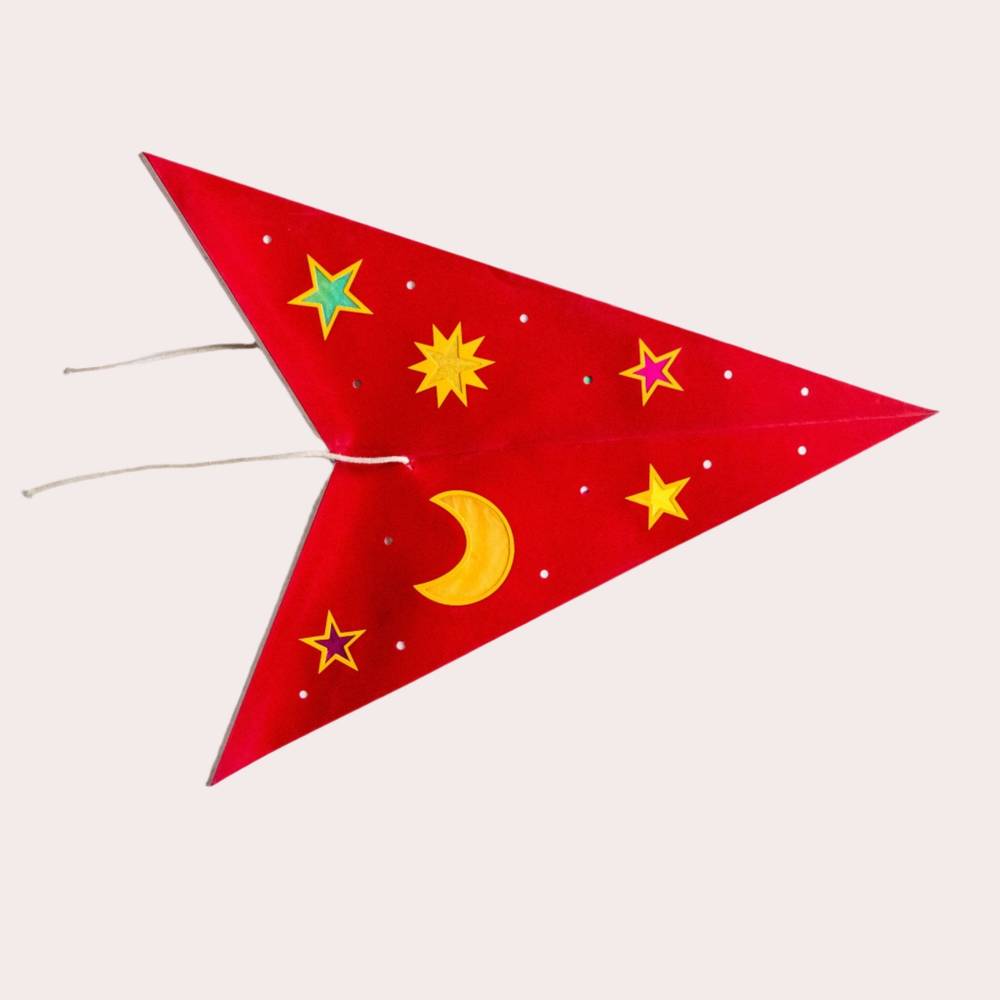 5 pointed Red Moon and Star lampshade Star Lantern handmade paper lantern in star shape by Paper Starlights