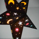 5 pointed Black Moon and Star lampshade Star Lantern handmade paper lantern in star shape by Paper Starlights