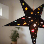 5 pointed Black Moon and Star lampshade Star Lantern handmade paper lantern in star shape by Paper Starlights