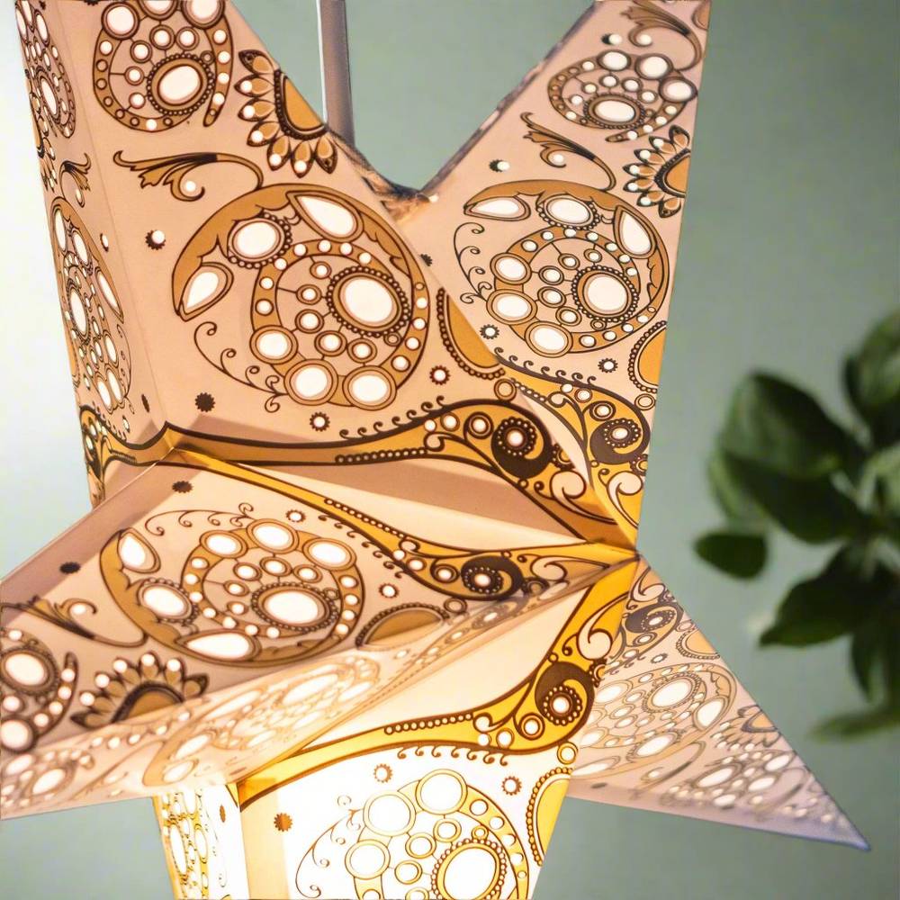 Small White Cream Star Lantern handmade paper lantern in star shape by Paper Starlights