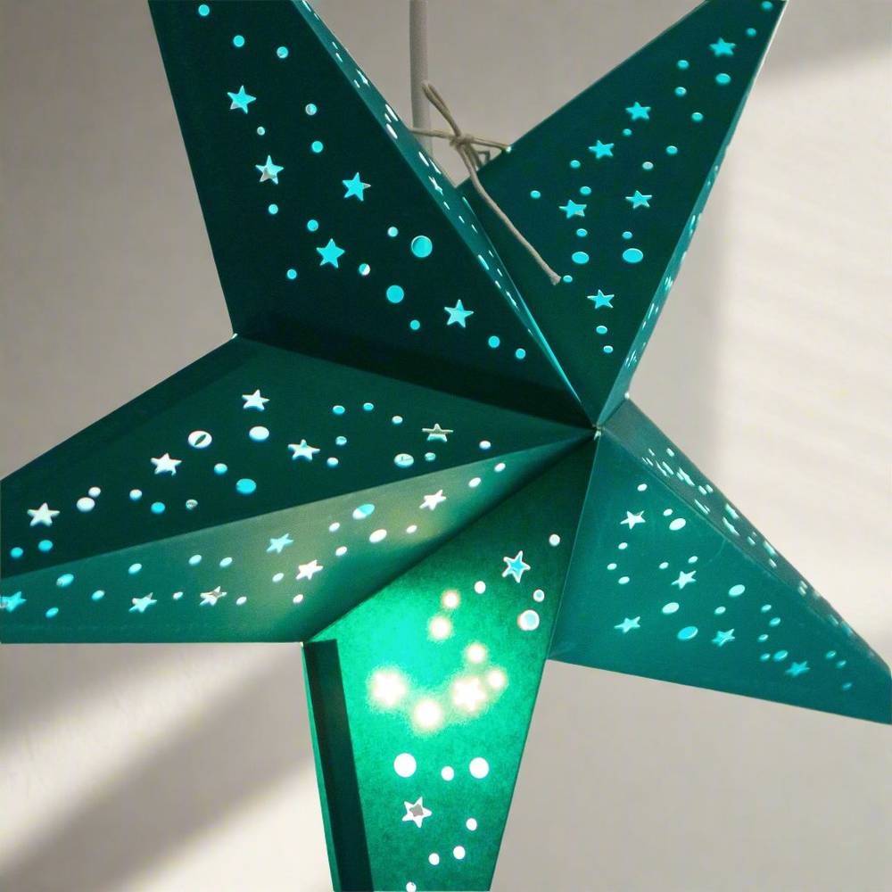 Small Teal Star Lantern handmade paper lantern in star shape by Paper Starlights