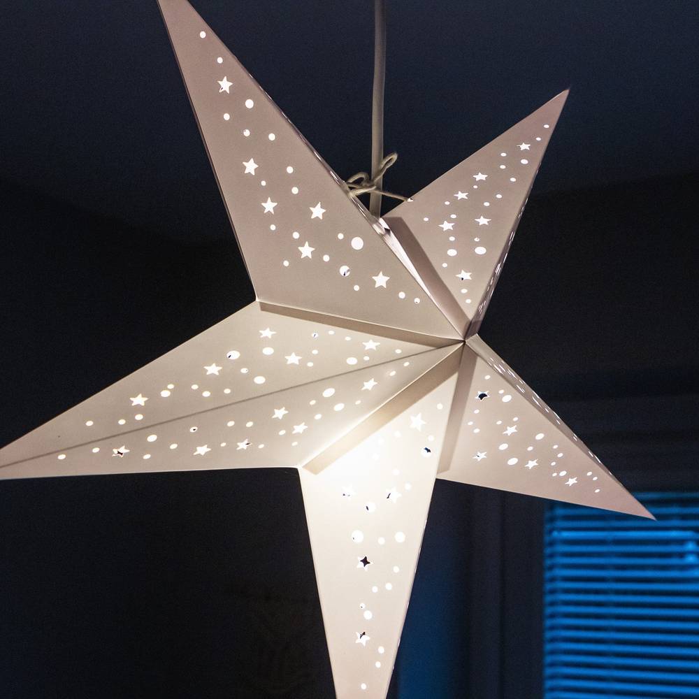Small White Star Lantern handmade paper lantern in star shape by Paper Starlights