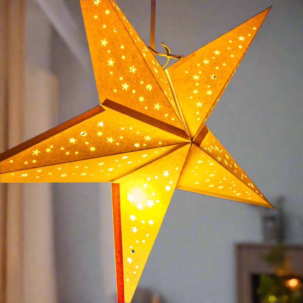 Small Yellow Star Lantern handmade paper lantern in star shape by Paper Starlights