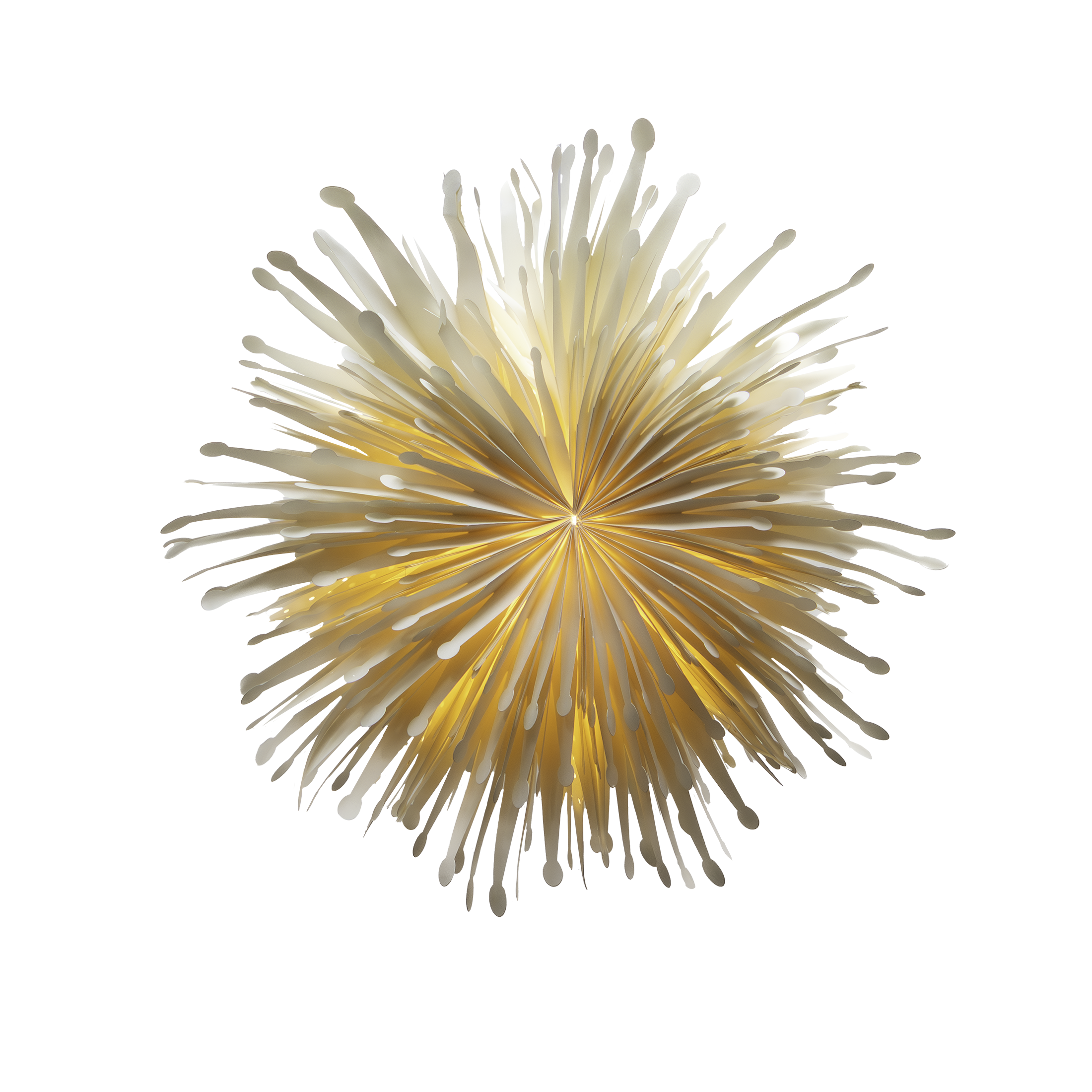 Decorative wall art with radiating gold and beige elements on a white background