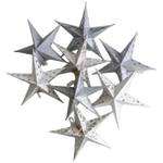 Set of 8 white mini paper stars in neutral and silver tones, perfect for holiday ornaments or year-round home decor accents.