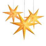 Paper Starlights | 3 Set Yellow Paper Star lantern Hanging Paper Decor for Party and Celebrations