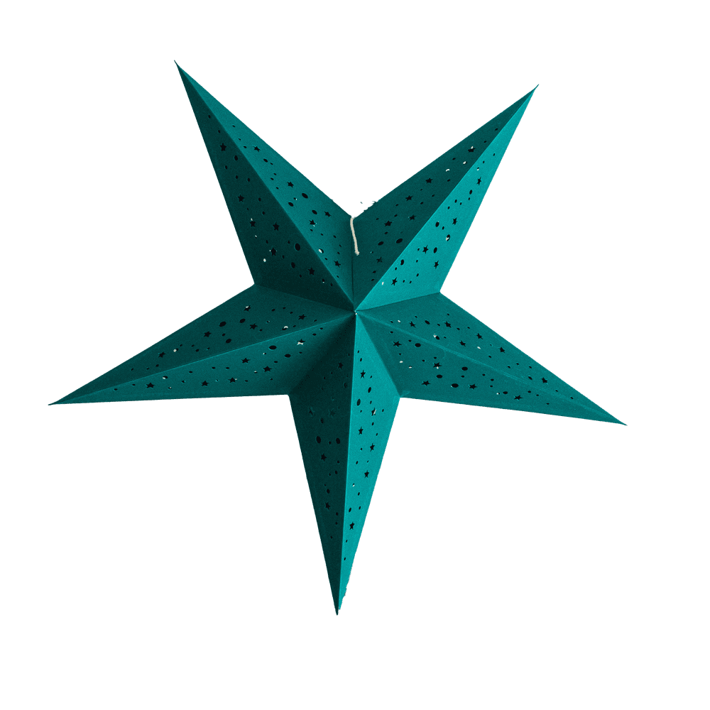 Small Teal Star Lantern handmade paper lantern in star shape by Paper Starlights
