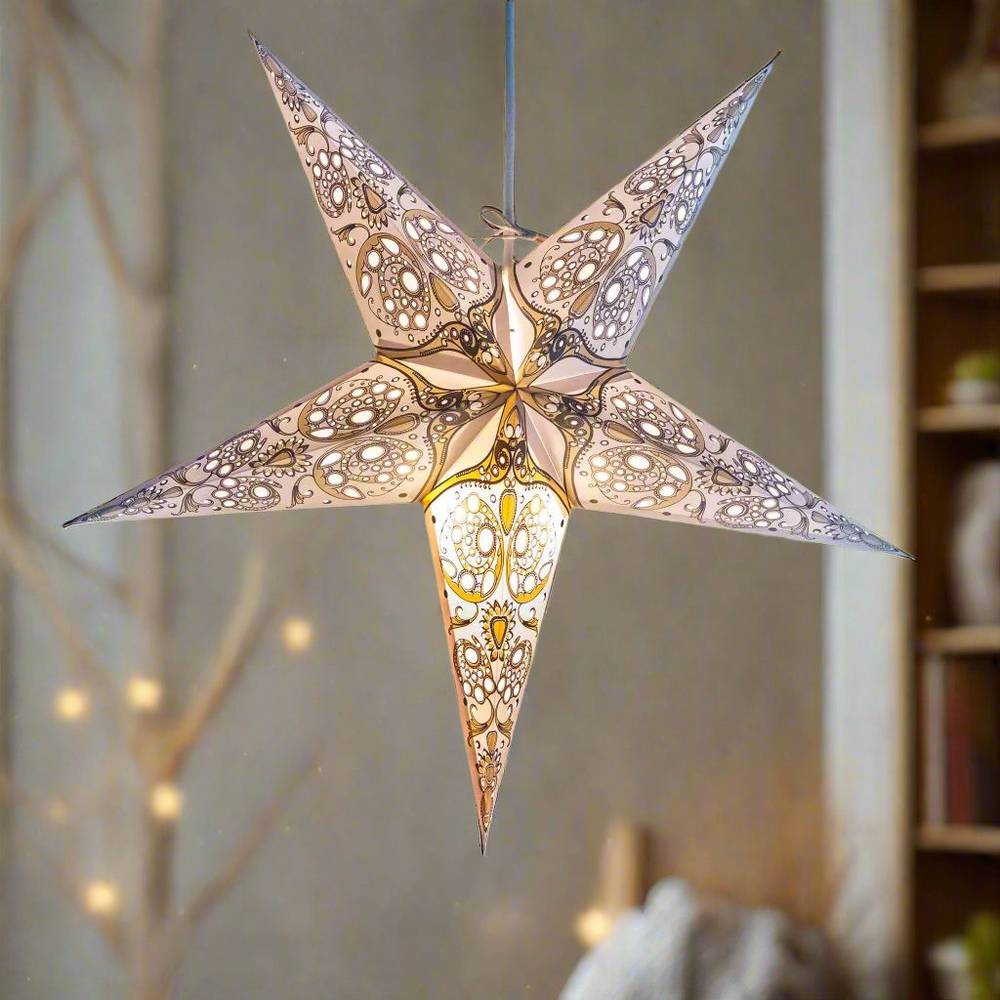 Small White Cream Star Lantern handmade paper lantern in star shape by Paper Starlights