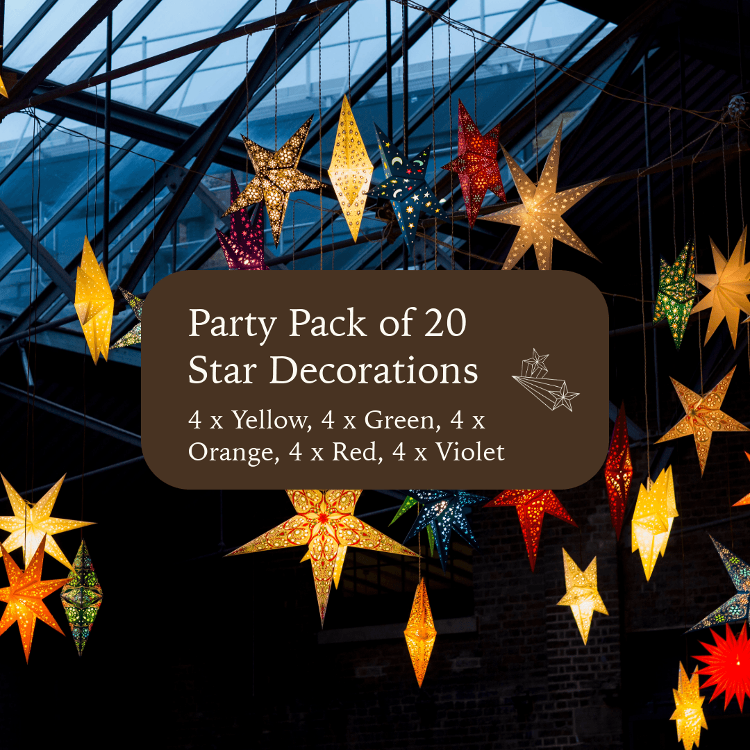 20 colourful paper star lantern decorations by Paper Starlights