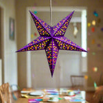 Paper Starlights | Purple Ceiling Lamp Shade Multi Coloured Paper Star lantern Hanging Decor