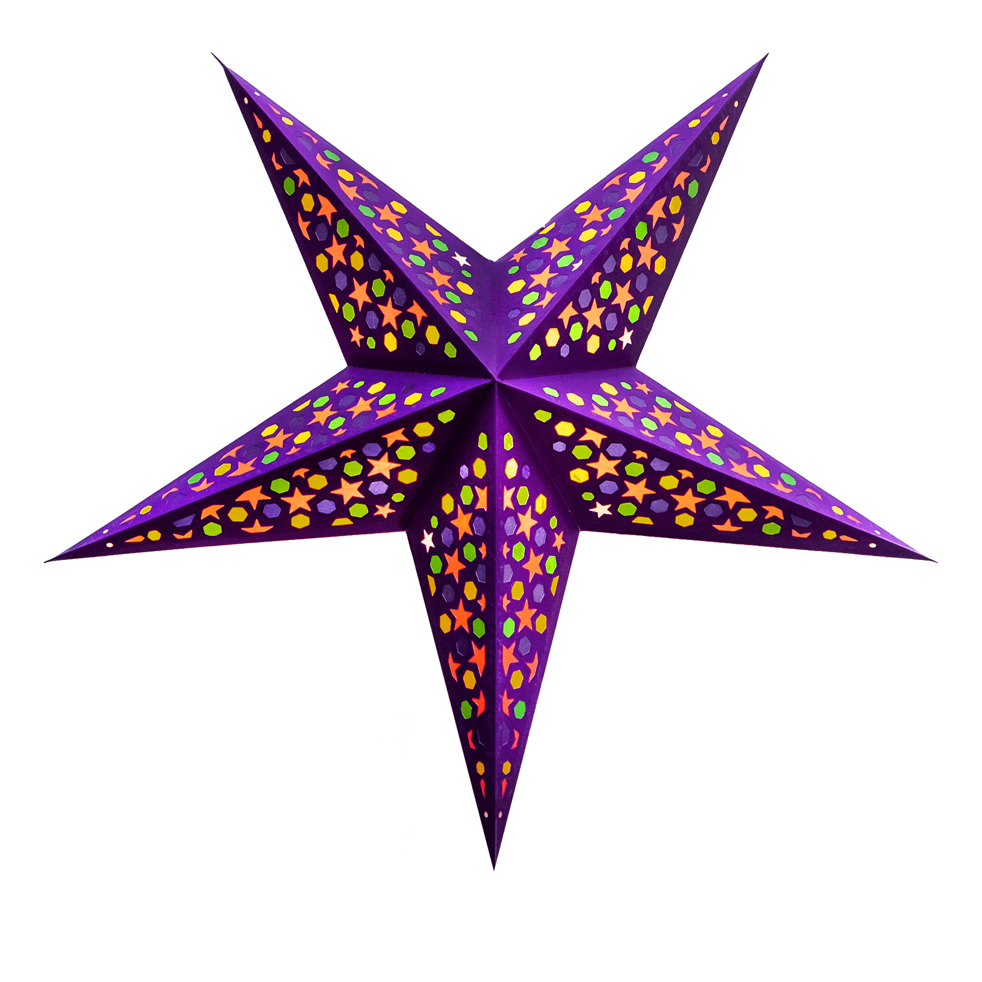 Paper Starlights | Purple Ceiling Lamp Shade Multi Coloured Paper Star lantern Hanging Decor