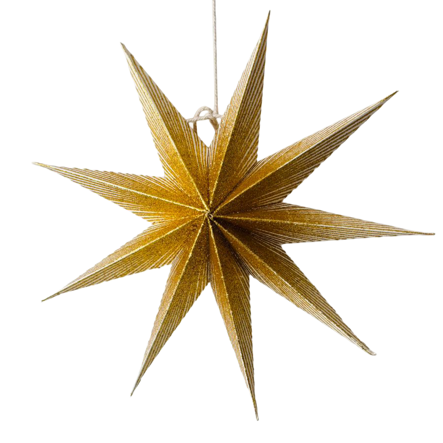 25cm Gold Mini Paper Star included twice in the Golden Christmas star set