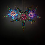 illuminated 3 paper star lanterns