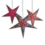 3 multi coloured stars