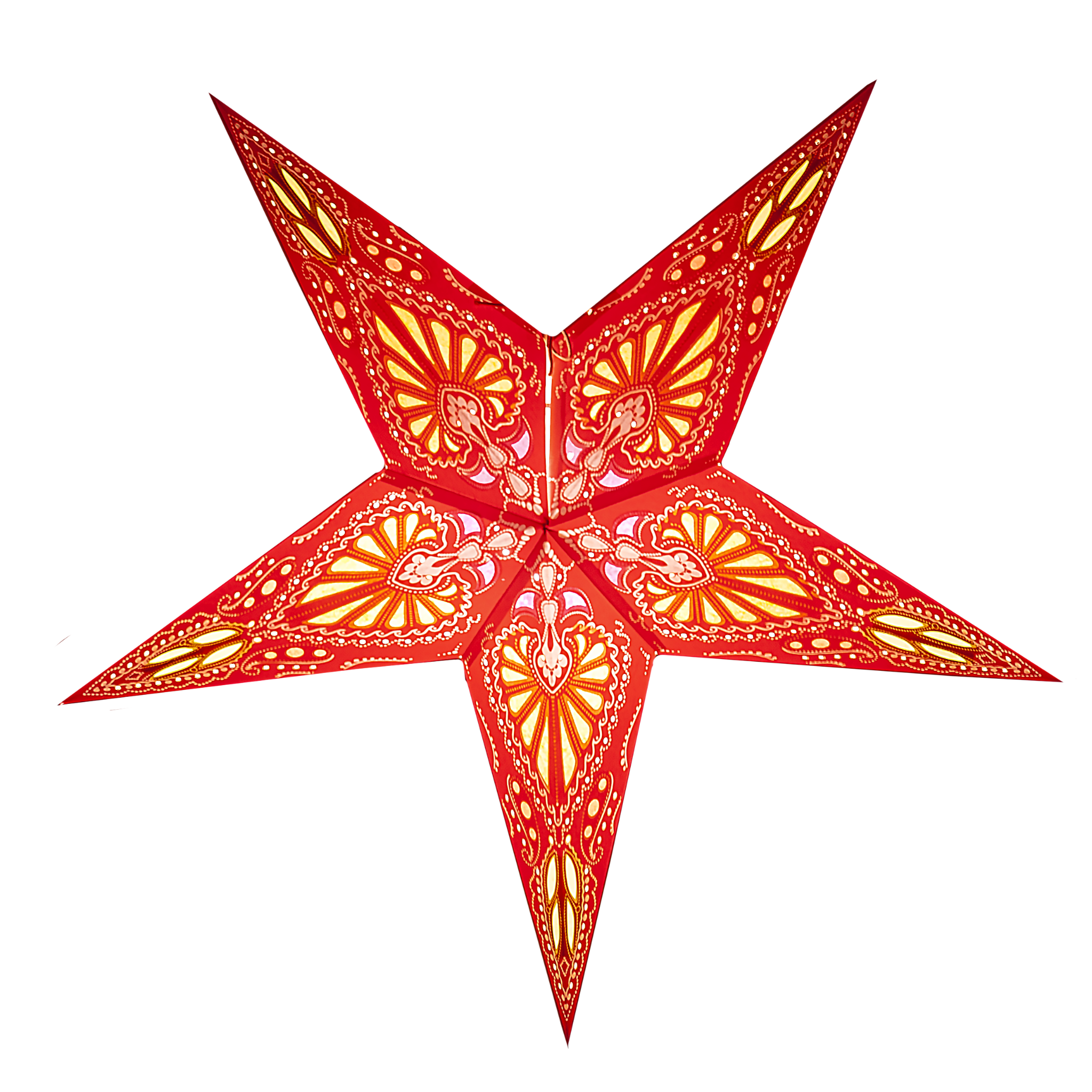 red and yellow pattern paper star lantern