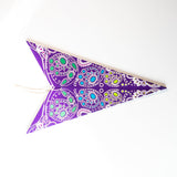 folded large pattern purple paper star lantern