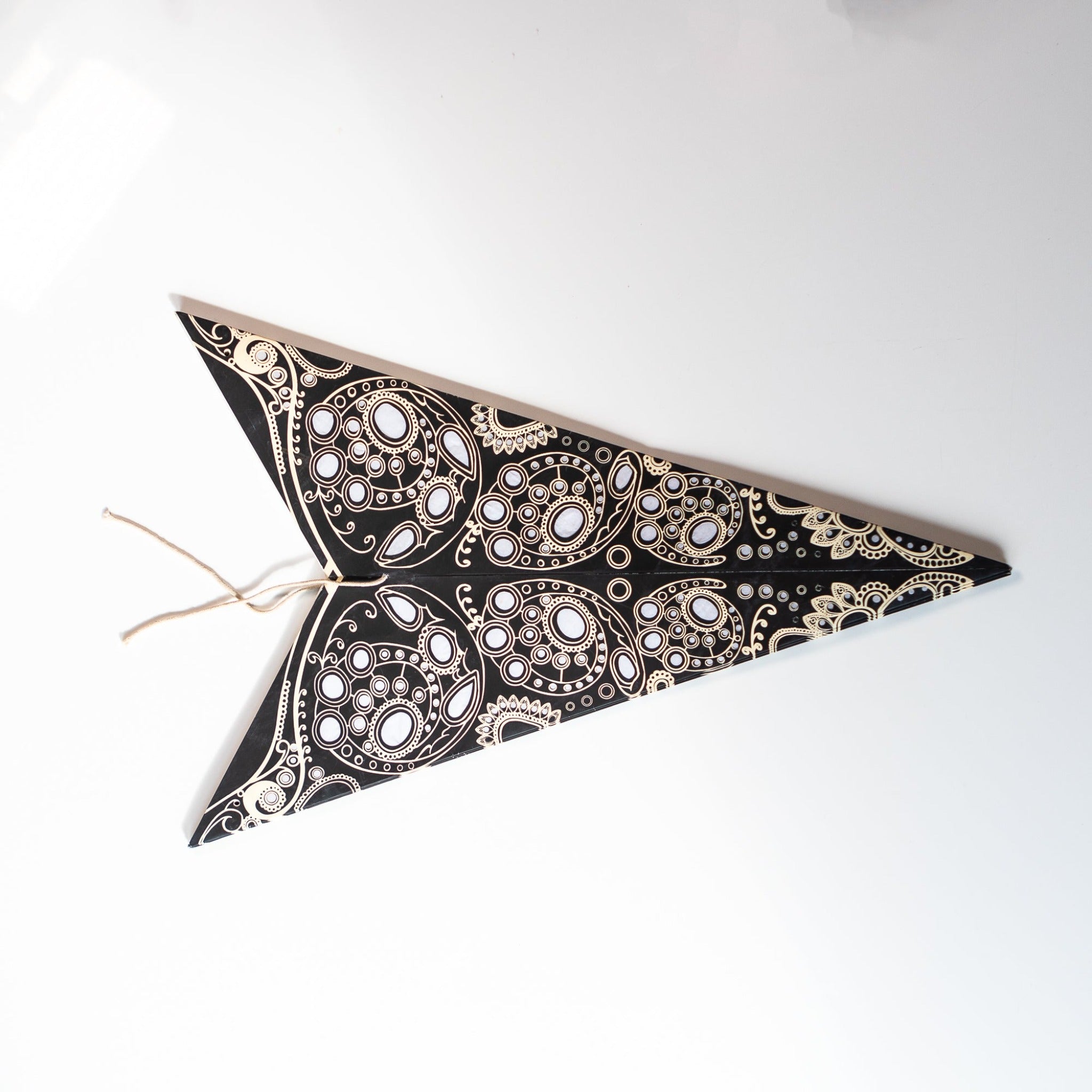 folded black and white lace pattern paper star lantern