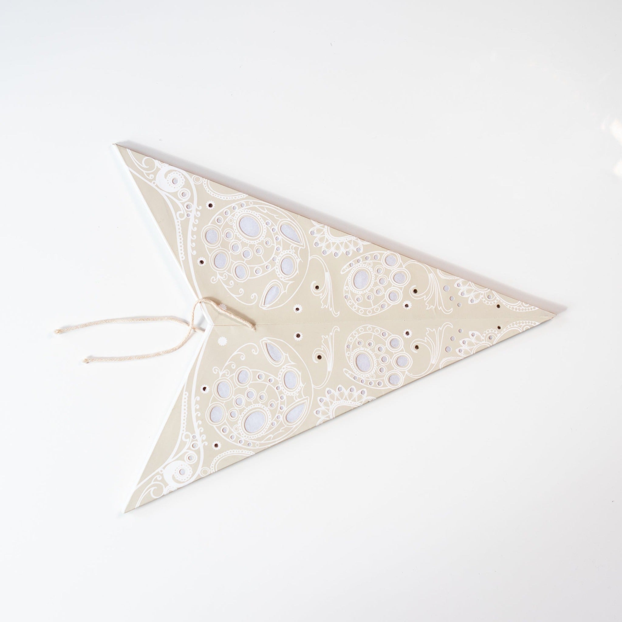 folded grey lace pattern paper star lantern
