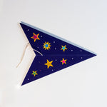 folded night sky blue multi coloured paper star lantern - side one