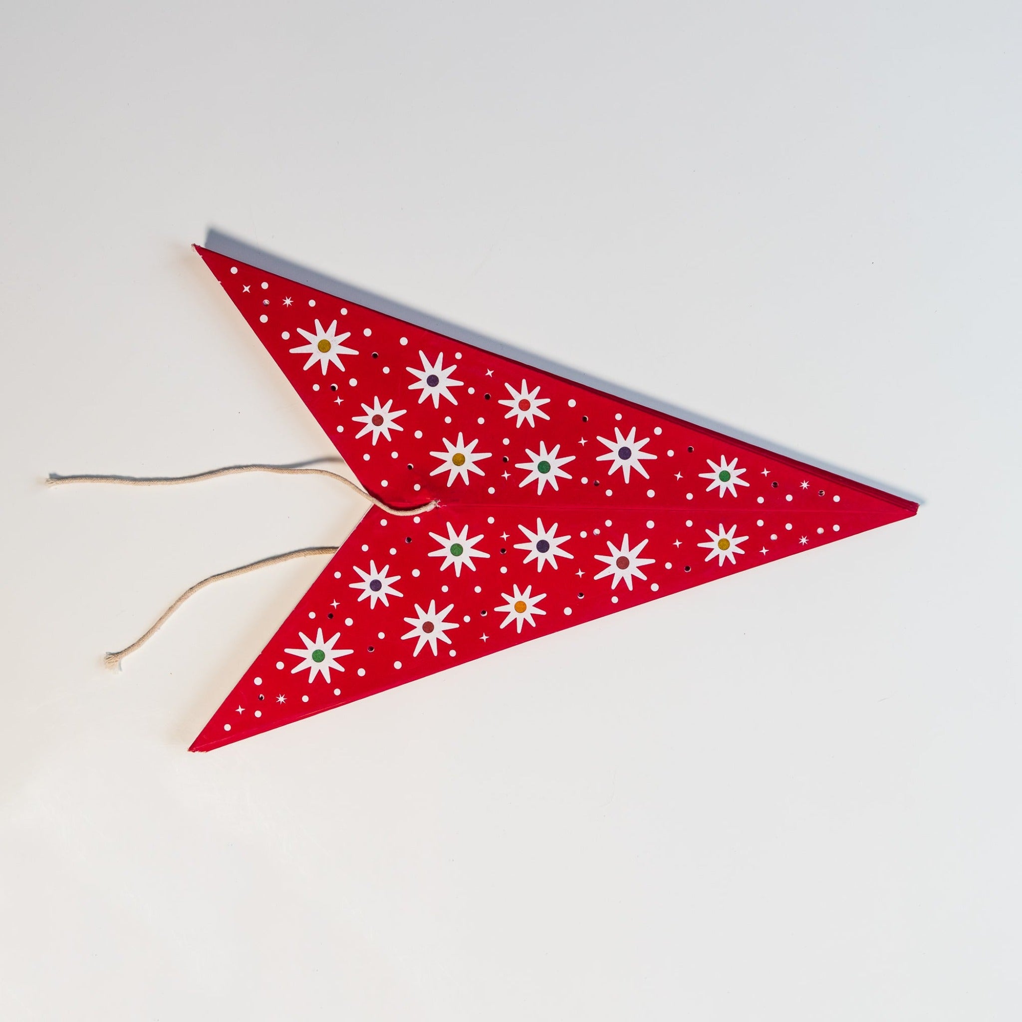 folded red paper star lantern