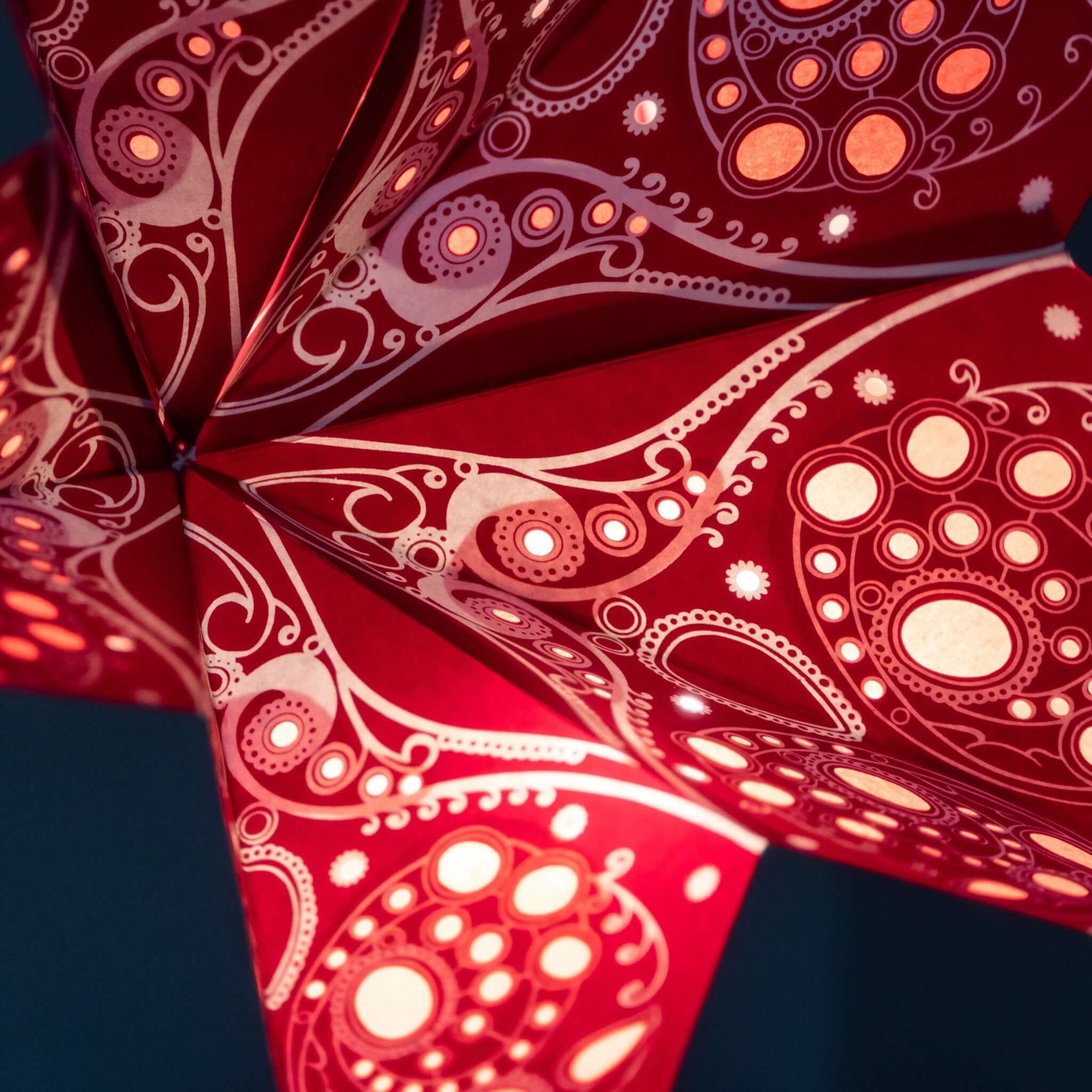 pattern red paper star lantern