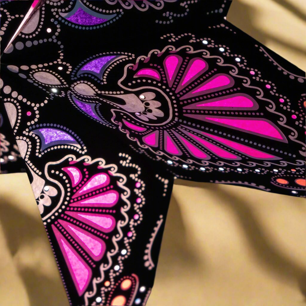 pink and black pattern paper star lantern