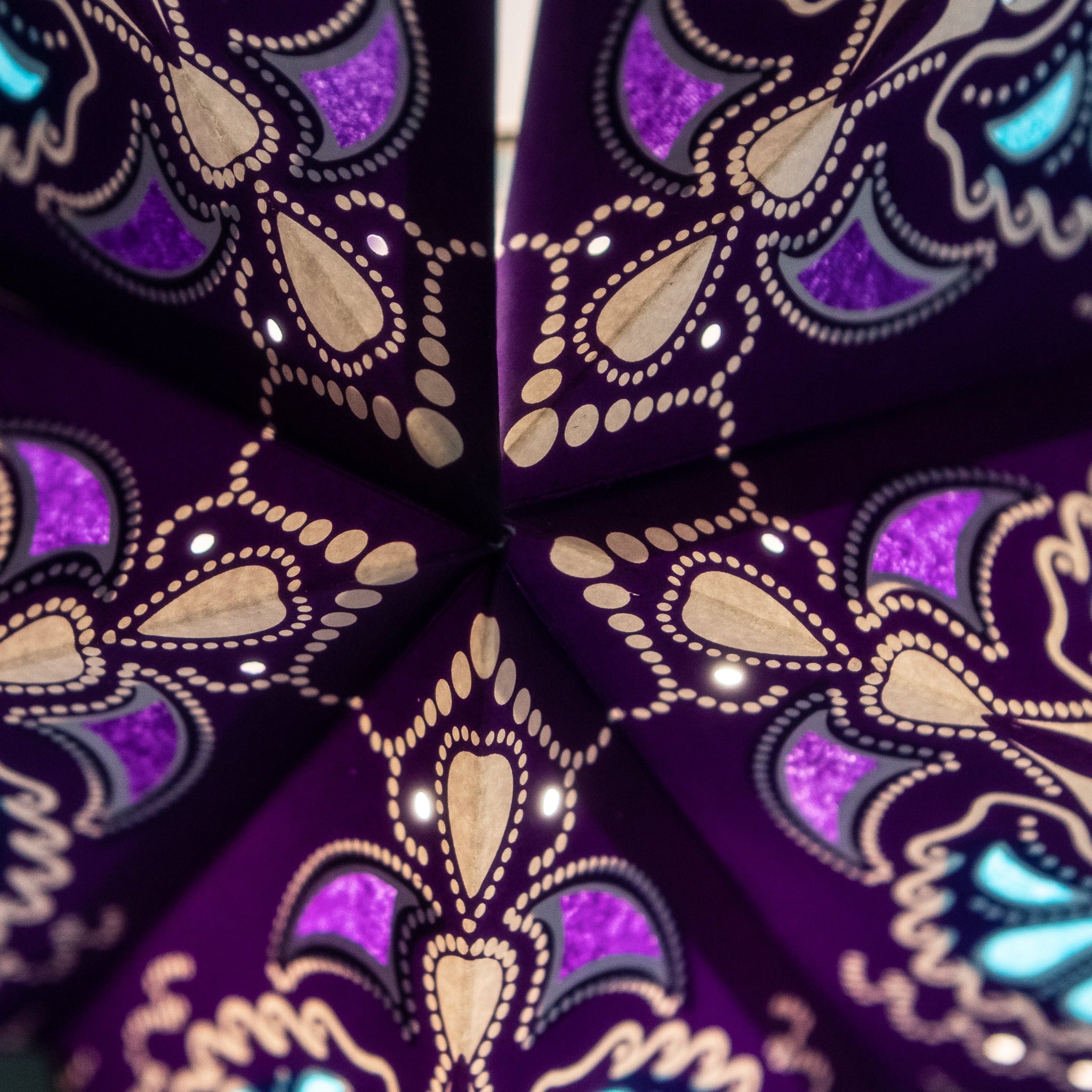 purple and blue pattern paper star lantern