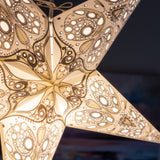 large ivory lace pattern paper star lantern