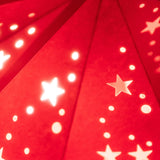 close up of red star lantern