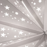 close up of a white paper star lantern