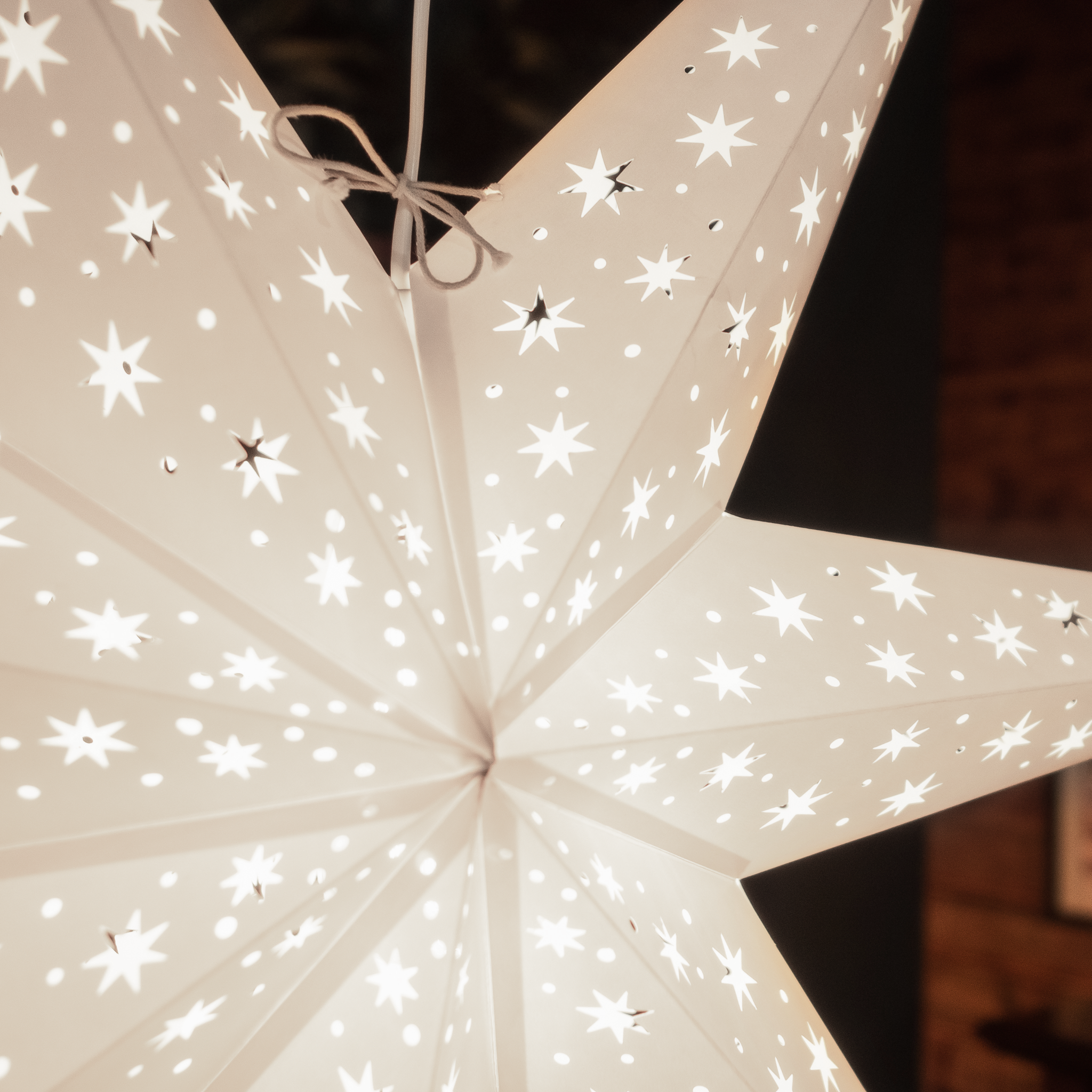 Scandi Christmas Star Lights and decorations - white paper star lantern