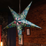 large aquamarine paper star lantern