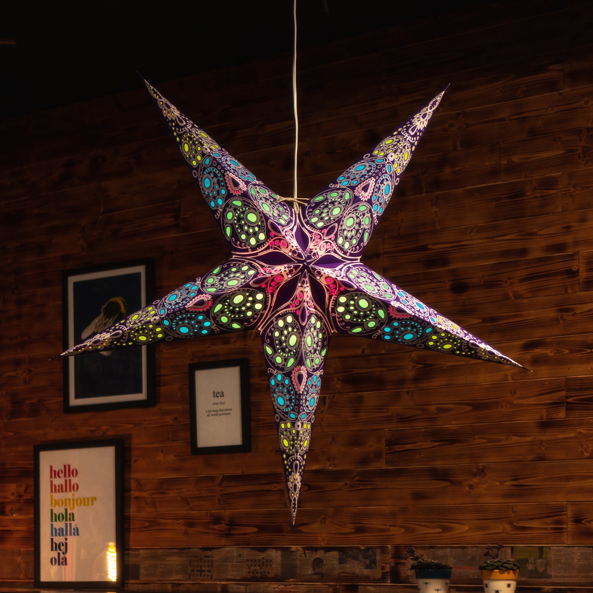 large pattern purple paper star lantern
