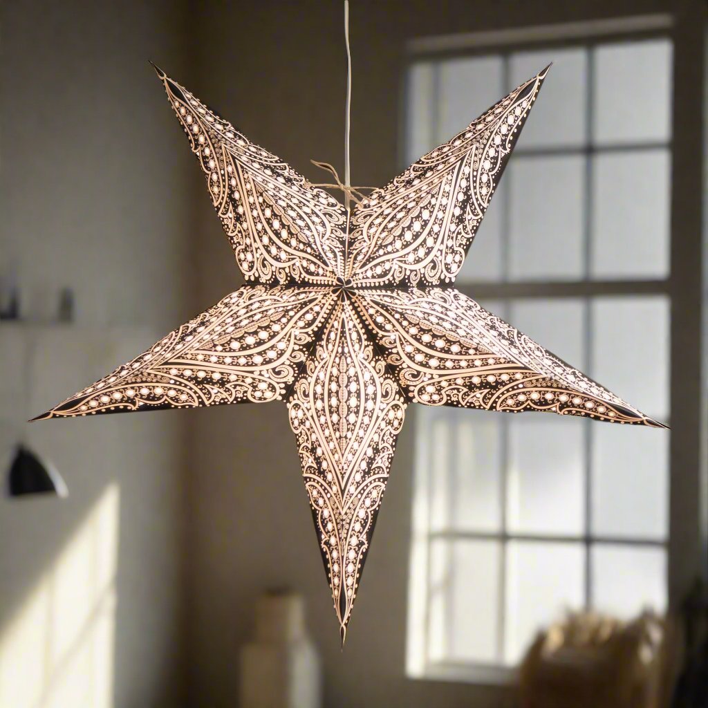 black and white patterned star lantern