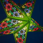 green and rainbow tissue star
