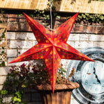  Red and Multi-Coloured Tissue Paper Star Lantern