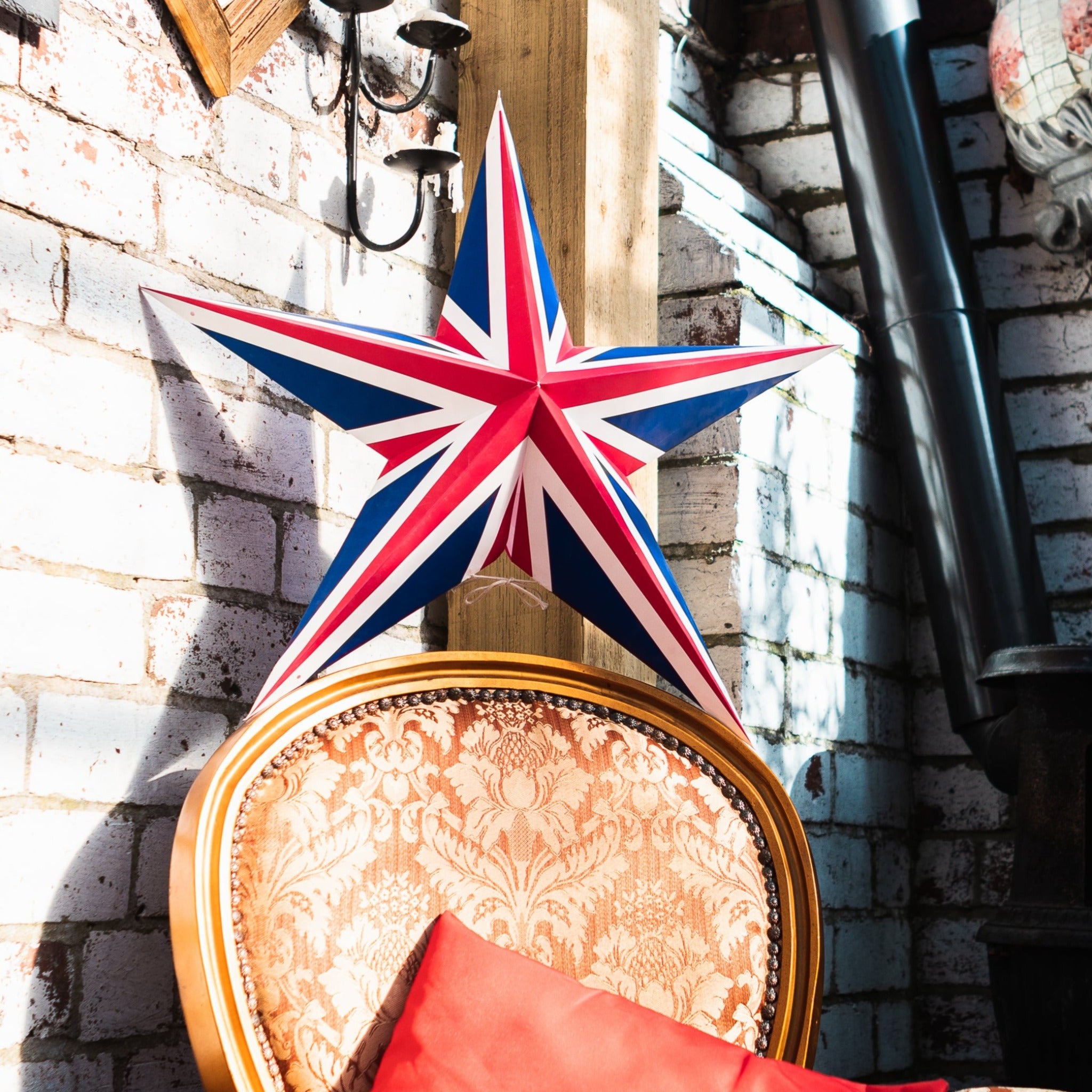 red white and blue star lantern - union jack jubilee decoration