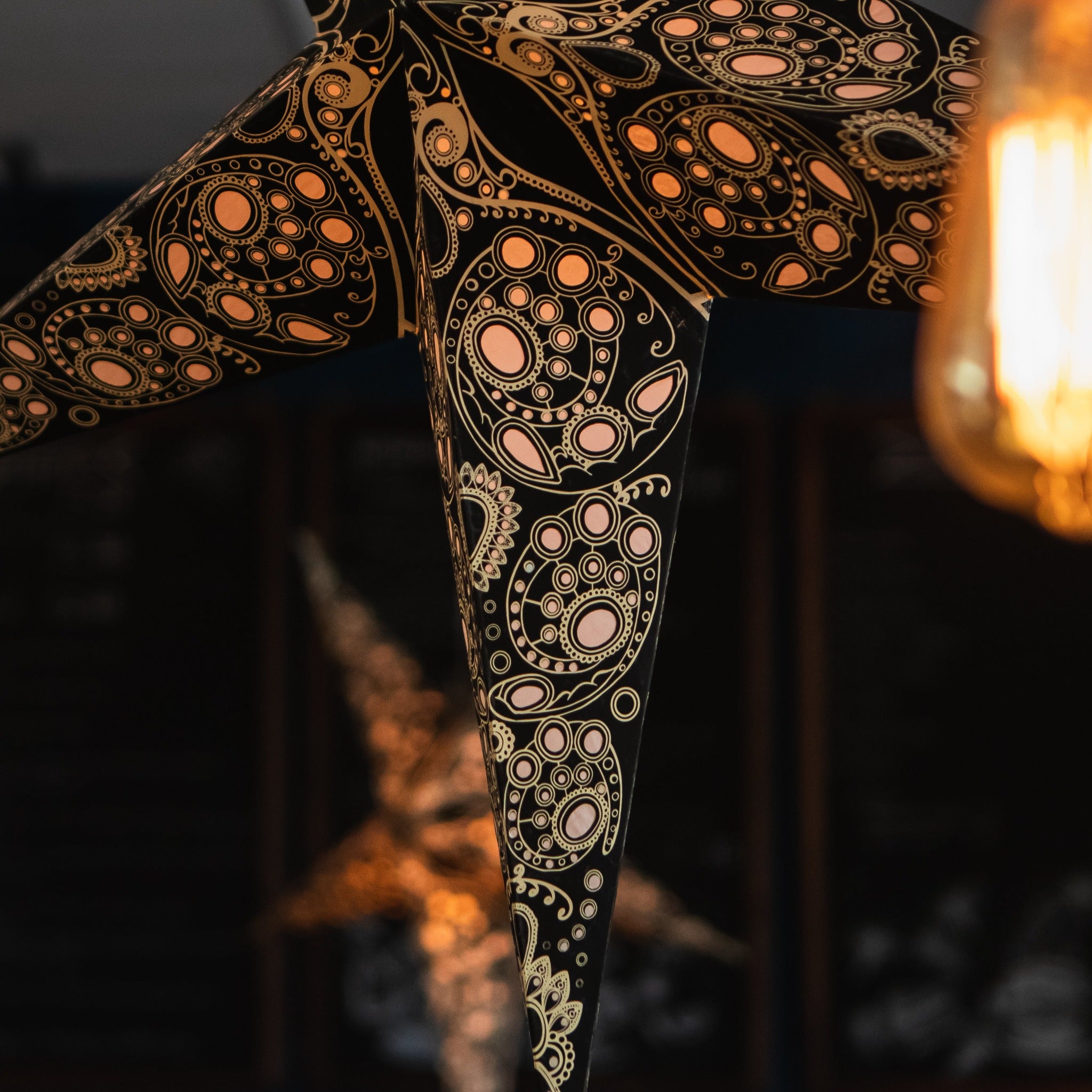 black and white lace pattern paper star lantern