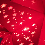 close up of red star lantern