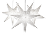 three white paper star lanterns