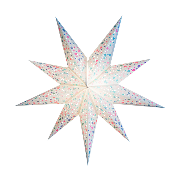 white sequinned star lantern