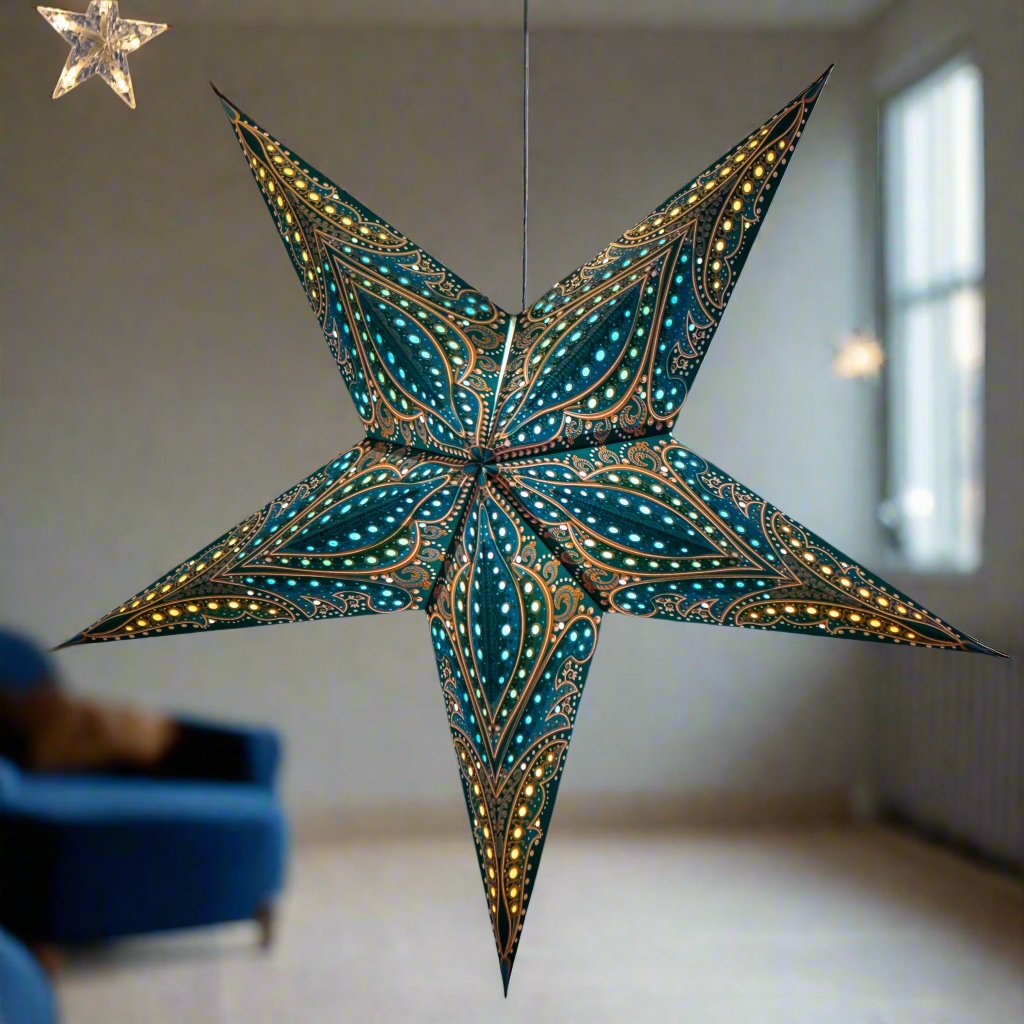 blue patterned star lantern