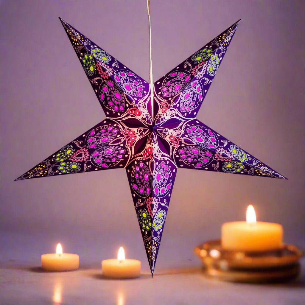 pattern purple paper star lantern