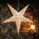 large ivory lace pattern paper star lantern illuminated 