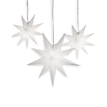 2 small and 1 regular white 9 point star lanterns