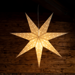 illuminated cream paper star lantern